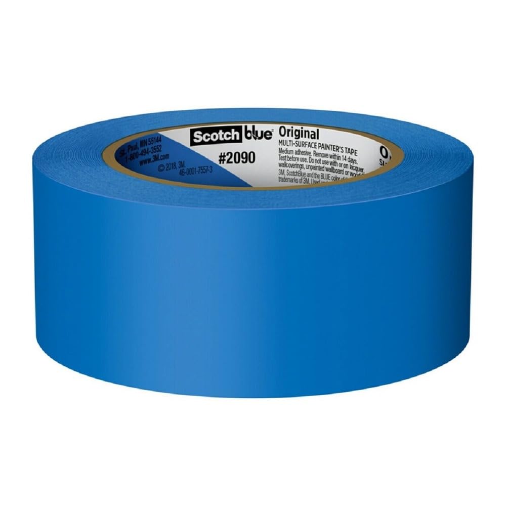ScotchBlue Original Multi-Surface Painters Tape, 2 Inch Wide (1.88 In. x 60 Yds), 1 Roll Blue Paint Tape Protects Surfaces & Removes Easily, Masking Tape for Indoor and Outdoor Use (2090-48NC)