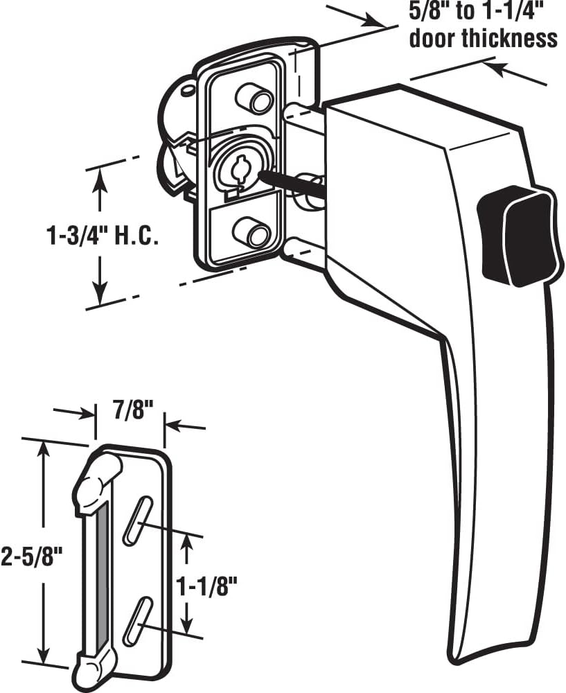 Prime-Line K 5007 Screen and Storm Door Push Button Latch Set With Night Lock, Fits Doors 5/8 – 1-1/4 In. Thick, Black Finish (Single Pack)