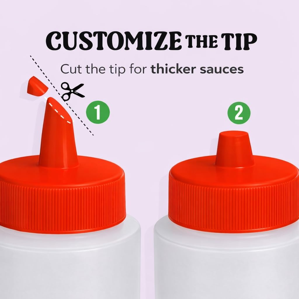 Norcalway 12 oz Condiment Squeeze Bottles for Sauces - Leak Proof Oil, Syrup, Dressing Squirt Bottles - 3 Pack