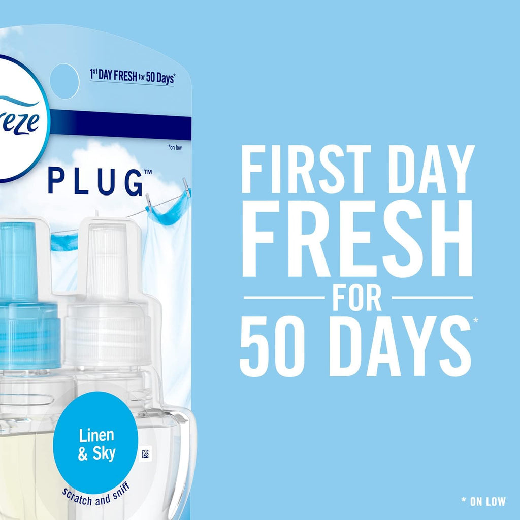 Febreze Plug In Air Freshener, Odor-Fighting Scented Oil Refill, Gain Moonlight Breeze, 3 Refills