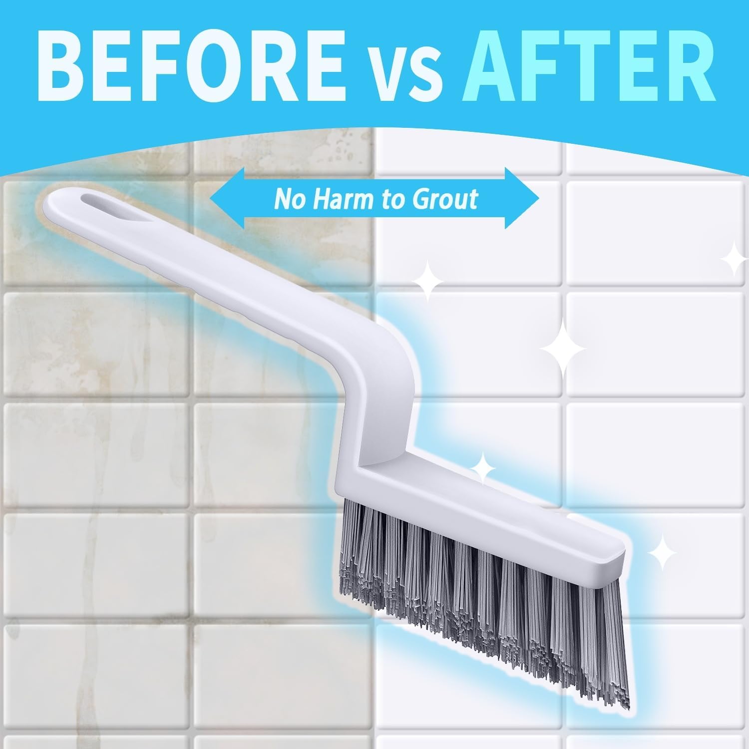Lumkew Grout Cleaner Brush V Shape, Stiff Grout Cleaning Brushes for Tile Floor, Handheld Grout Scrub Brush Set for Shower, Bathroom, Kitchen, Household Use,2 pcs