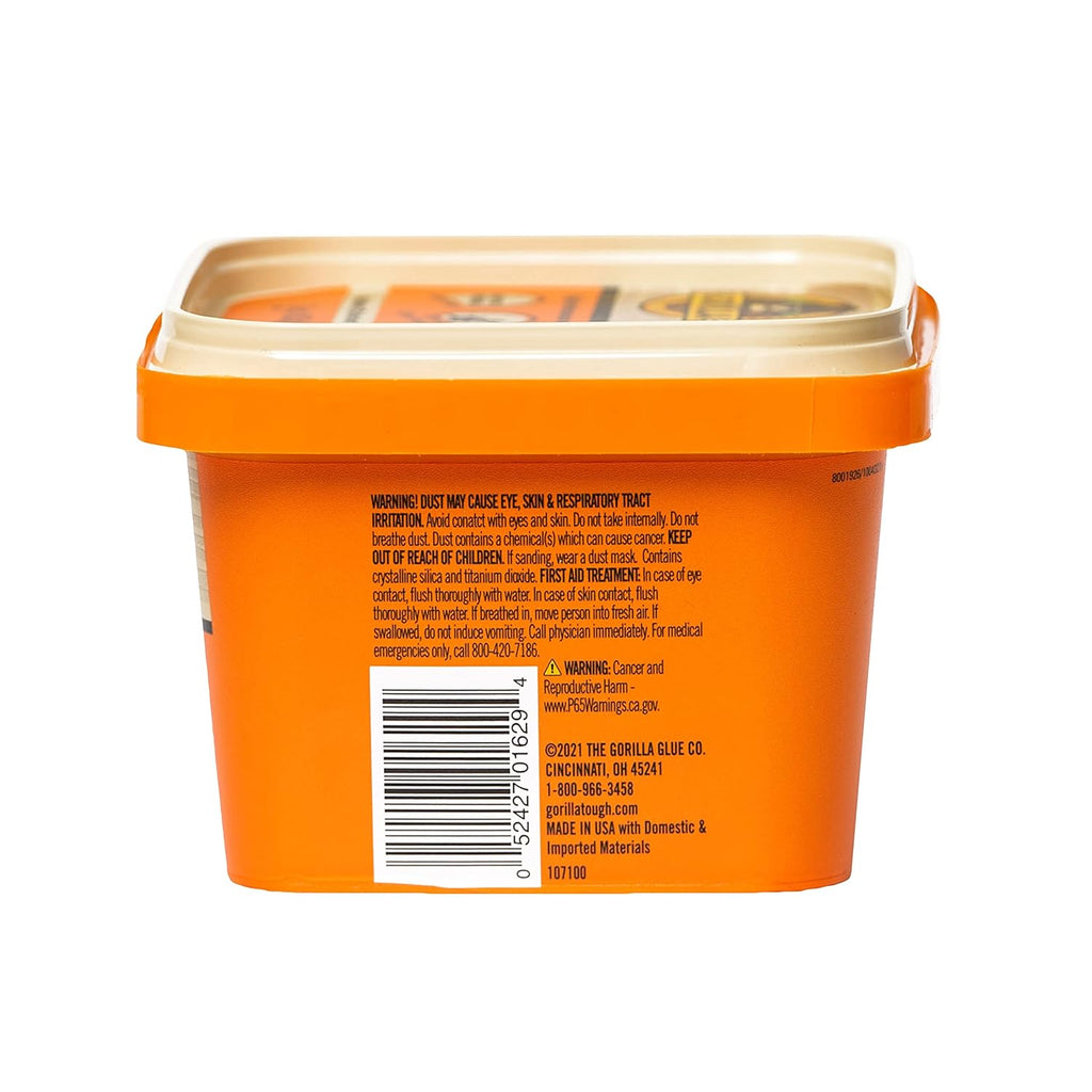 Gorilla All Purpose Wood Filler, Natural Finish, 16 Ounce Tub (Pack of 1) - Water Resistant for Indoor or Outdoor Projects and Repairs