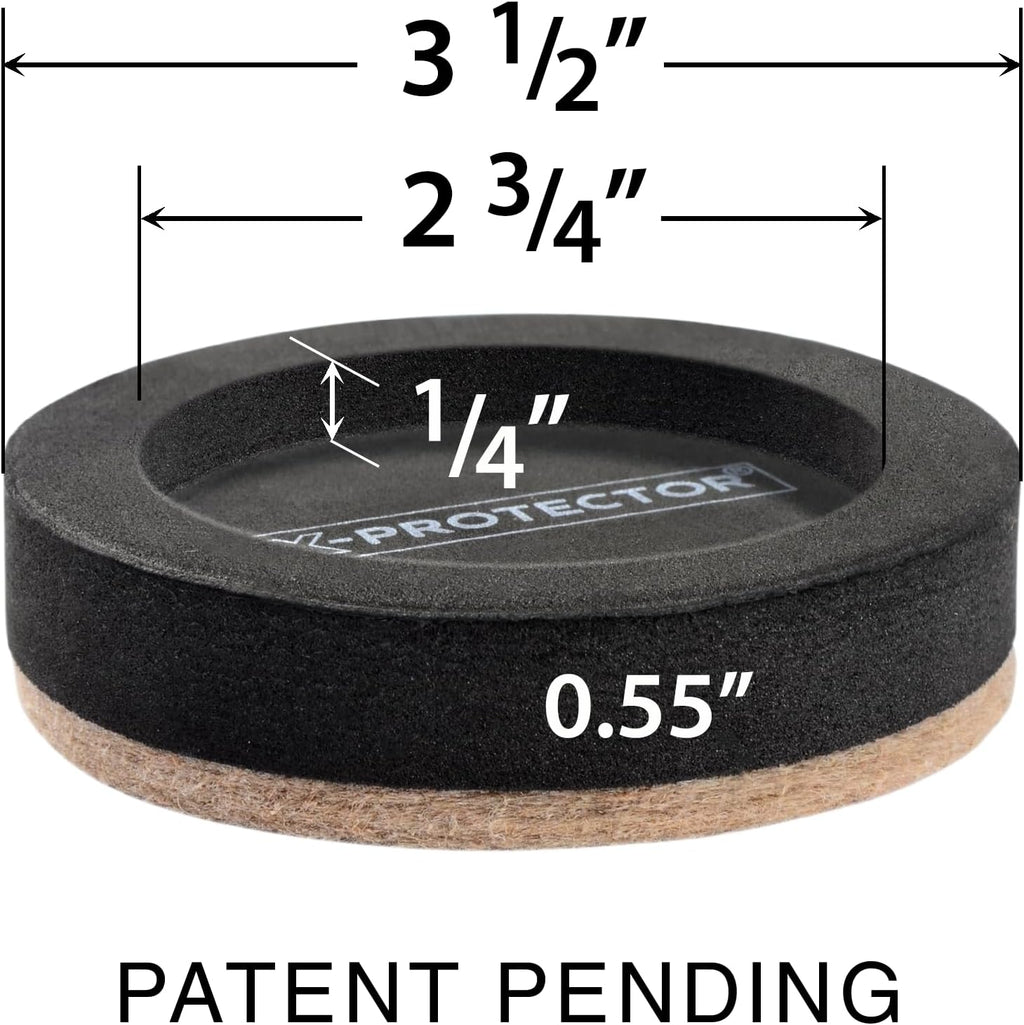 Felt Furniture Sliders for Hardwood Floors X-PROTECTOR 16 PCS 3 ½” - Furniture Slider with Unique Design - Heavy-Duty Furniture Movers for Hard Surfaces - Felt Sliders - Move Your Furniture Easily!