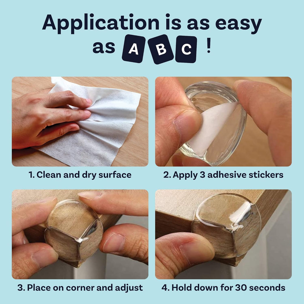 Baby Proofing Corner Protectors Guards - Furniture Edge Protector for Babies & Kids - Safety Guards & Cushions for Table, Desk, Crib, Fireplace, Corners & Edges | Clear, Safe | 12 Bumpers Pack
