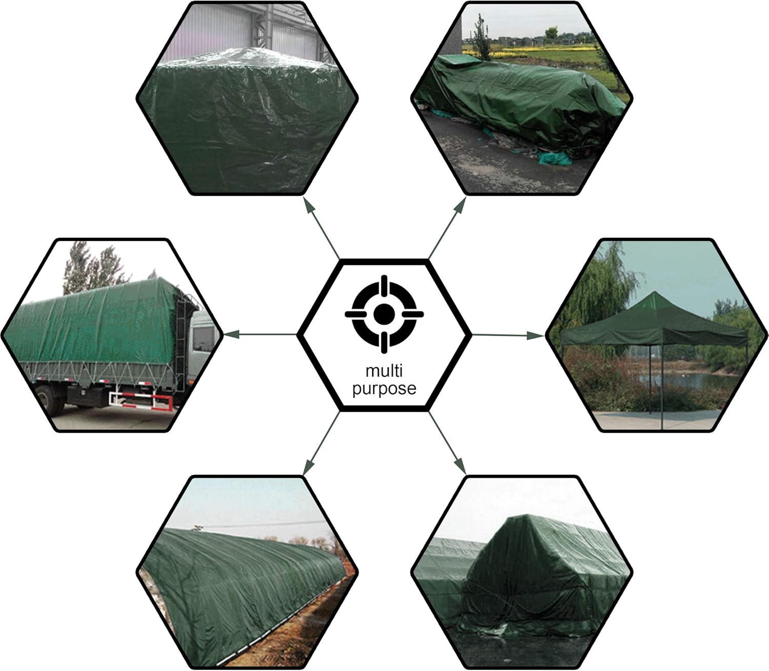 CARTMAN Finished Size 8x10 Feet Waterproof Green Tarp 8 Mil Thick, Multipurpose Protective Cover for Emergency Rain Shelter Camping Tarpaulin