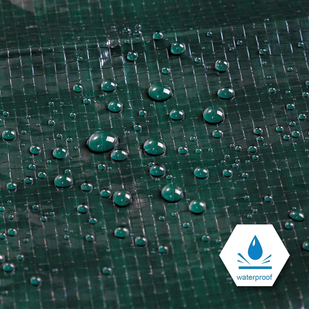 CARTMAN Finished Size 8x10 Feet Waterproof Green Tarp 8 Mil Thick, Multipurpose Protective Cover for Emergency Rain Shelter Camping Tarpaulin