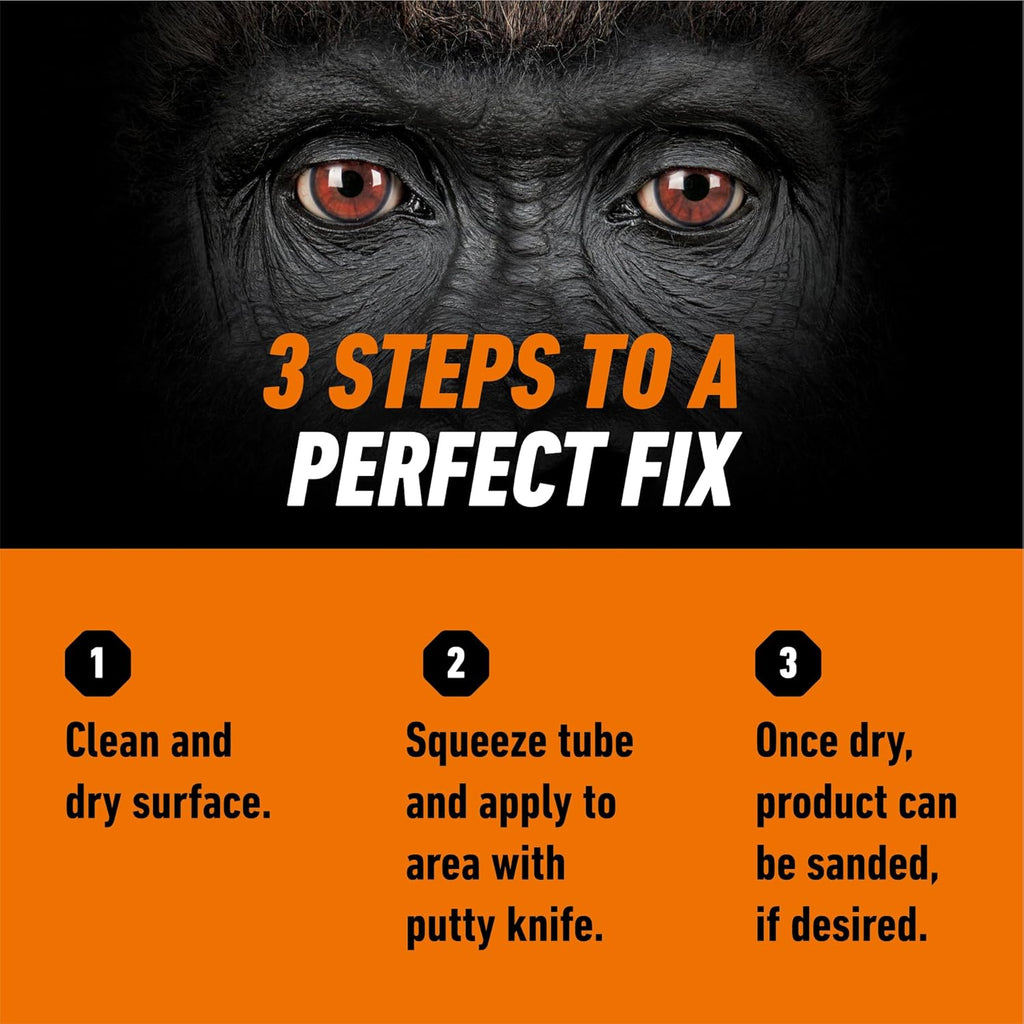 Gorilla All Purpose Wood Filler, Natural Color, 6 Ounce Tube (Pack of 1) - Water Resistant for Indoor or Outdoor Projects and Repairs