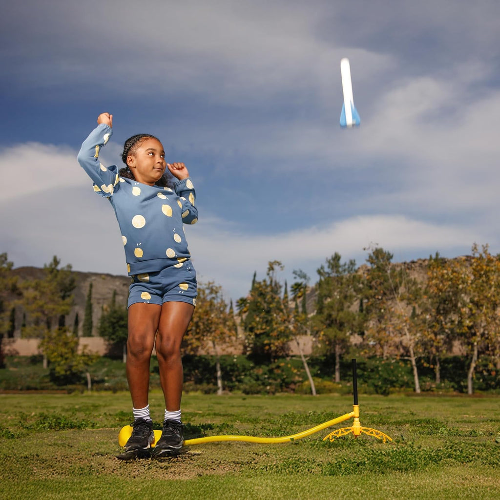 Stomp Rocket Jr Multi-Color Rocket Launcher for Kids, 8 Rockets - Fun Outdoor Kids Gifts for Boys & Girls - STEM Toy Foam Blaster Set Soars Up to 100 Feet - Ages 3 & Up
