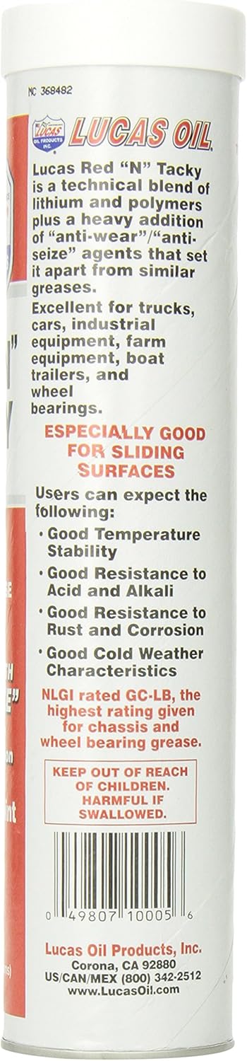 Lucas Oil 10005 Red 'N' Tacky Grease - 14 Ounce