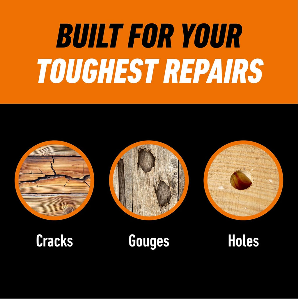 Gorilla All Purpose Wood Filler, Natural Color, 6 Ounce Tube (Pack of 1) - Water Resistant for Indoor or Outdoor Projects and Repairs