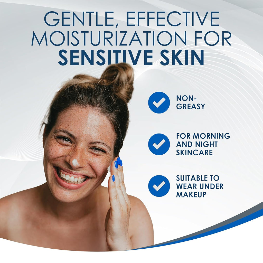 Vanicream Daily Facial Moisturizer With Ceramides and Hyaluronic Acid - Formulated Without Common Irritants for Those with Sensitive Skin, 3 fl oz (Pack of 1)