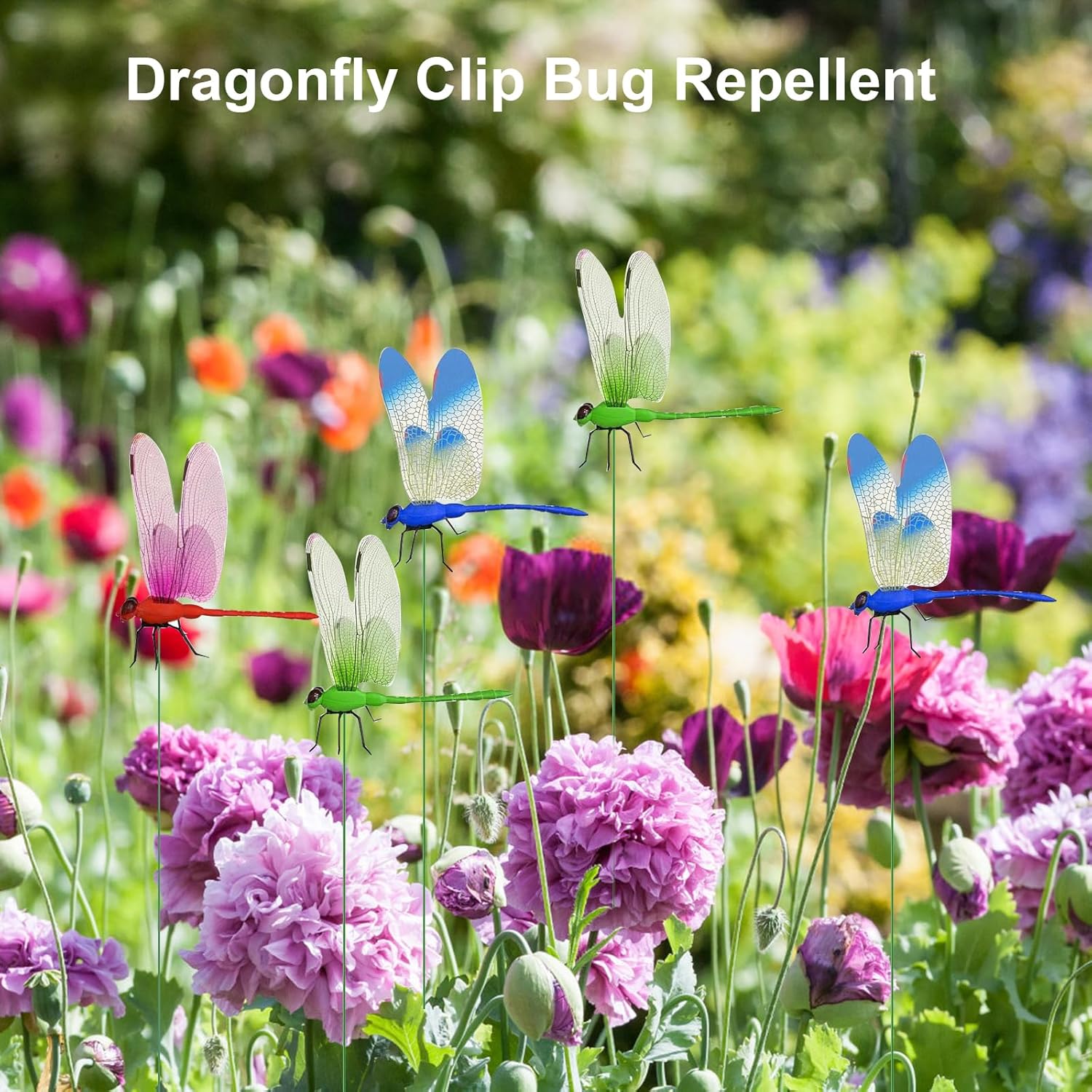 12 Pack Dragonfly Clip,Fake Dragonflies, Humming Bird Stakes Fake, Plastics Dragonfly for Garden Stakes Decor Yard Ornaments for Hat,Deer and Horse,Fly Scare Devices for Indoor Outdoor