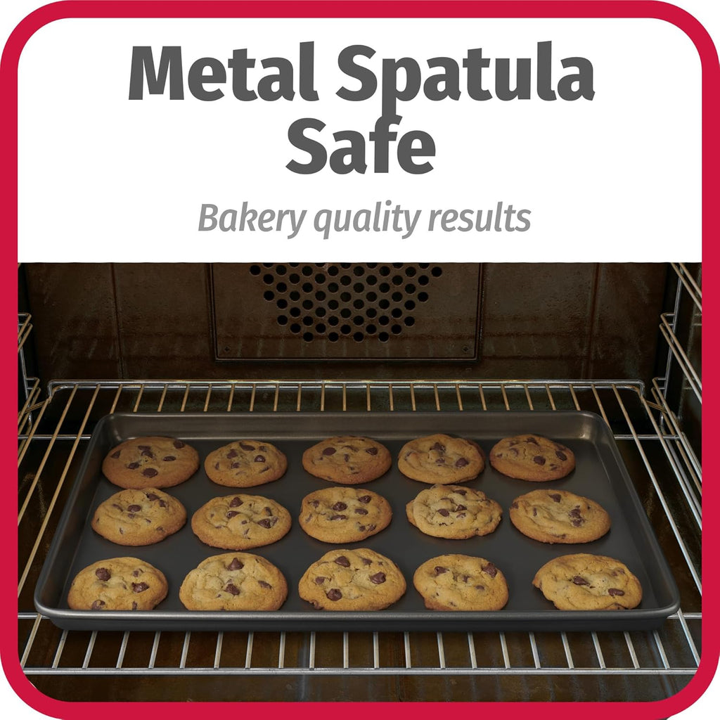 GoodCook Everyday Nonstick Baking Sheet Set, 3 Pack Includes One Small, Medium & Large Pan Carbon Steel Construction Cookie Sheet Bakeware Set, Gray