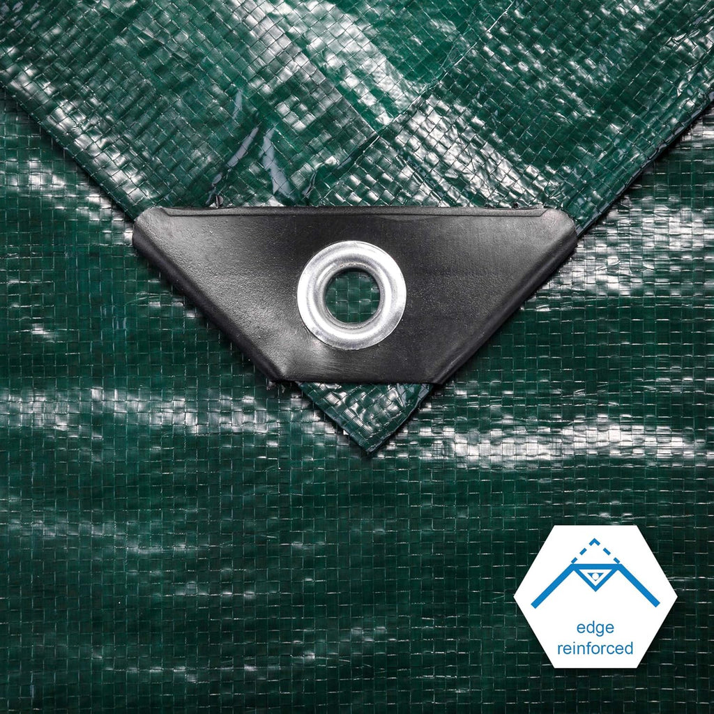 CARTMAN Finished Size 8x10 Feet Waterproof Green Tarp 8 Mil Thick, Multipurpose Protective Cover for Emergency Rain Shelter Camping Tarpaulin